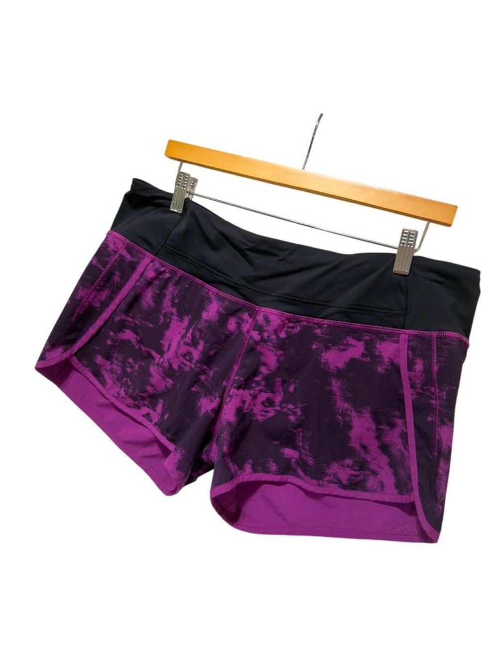 Lululemon Run Times Shorts Breezie Regal Plum & Black Splatter Pattern Size 10